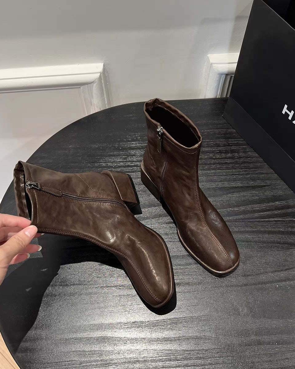 Kadınlar için Retro Skinny Kısa Kalın Küçük Bilek British Botları