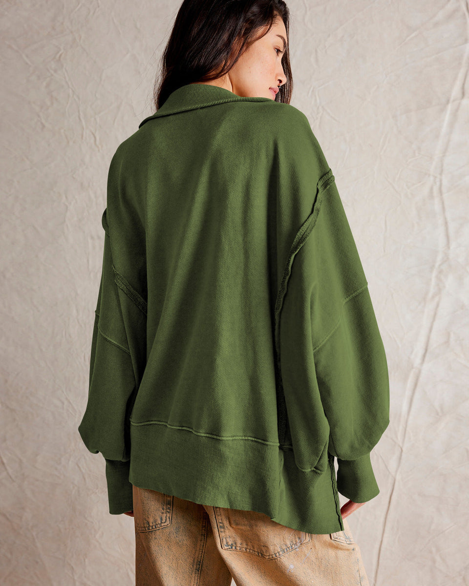 Oversize Yaka Kesik Sweatshirt