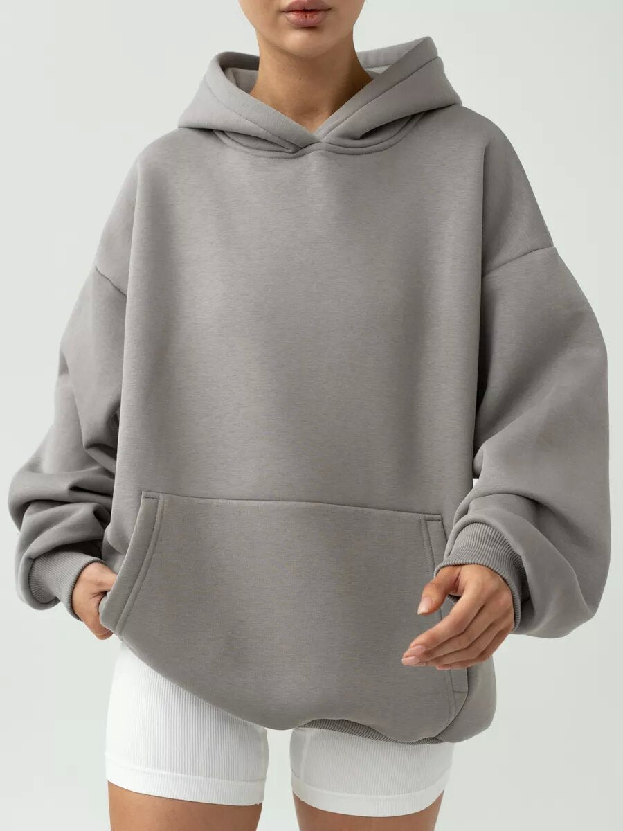Oversize Patchwork Kapüşonlu Sweatshirt