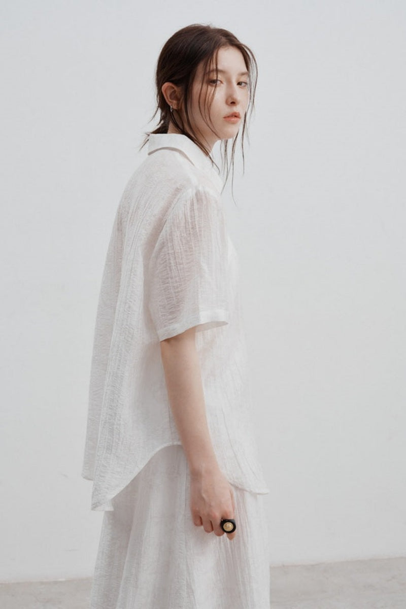 Jacquard Desenli Tencel Gömlek