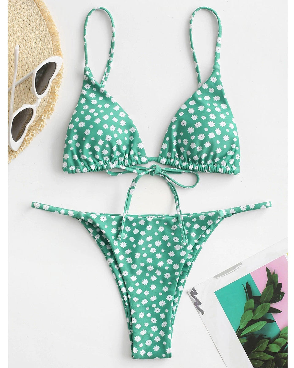 Vintage Baskılı Üç Parça Bikini