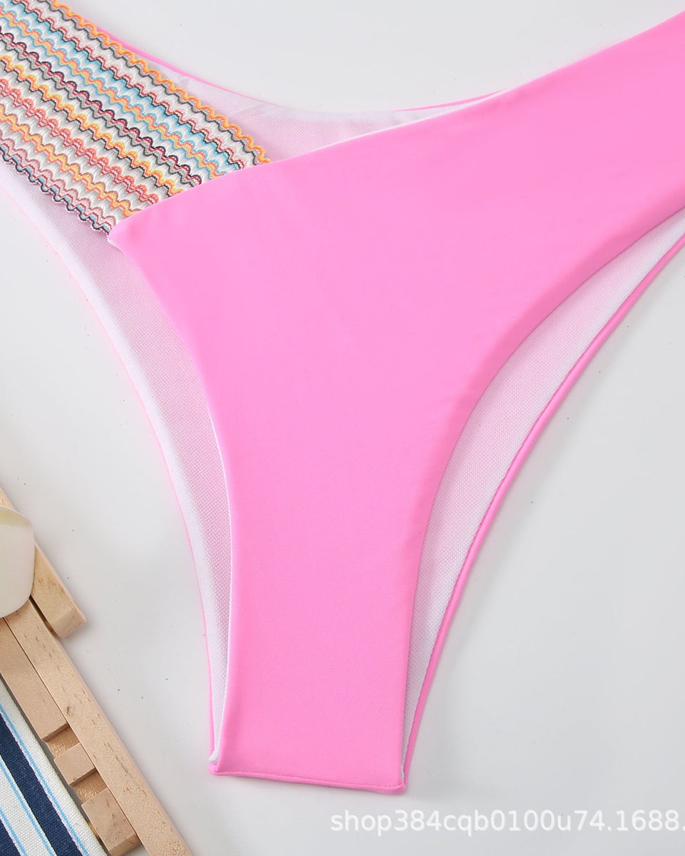 Sıkı Düz Renk Sırt Açık Bikini