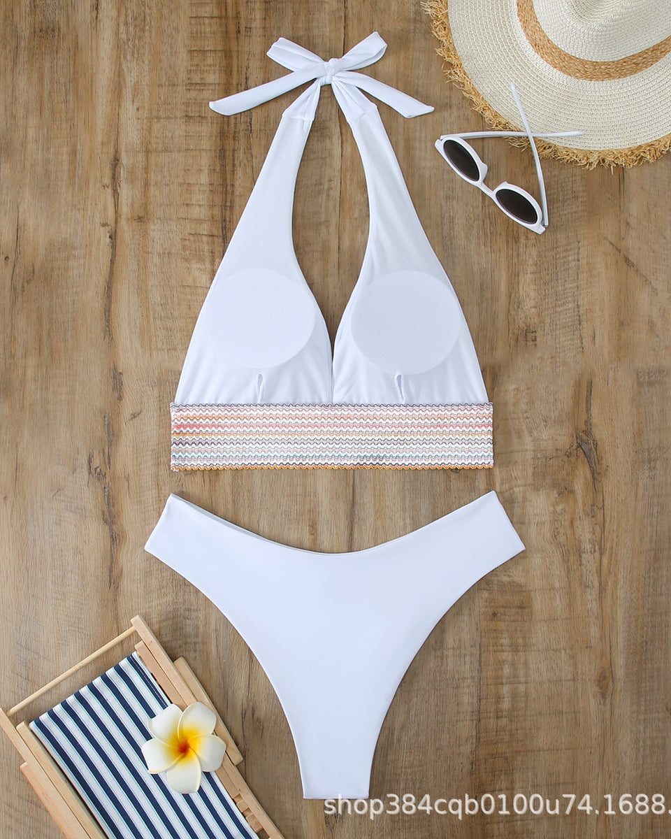 Sıkı Düz Renk Sırt Açık Bikini