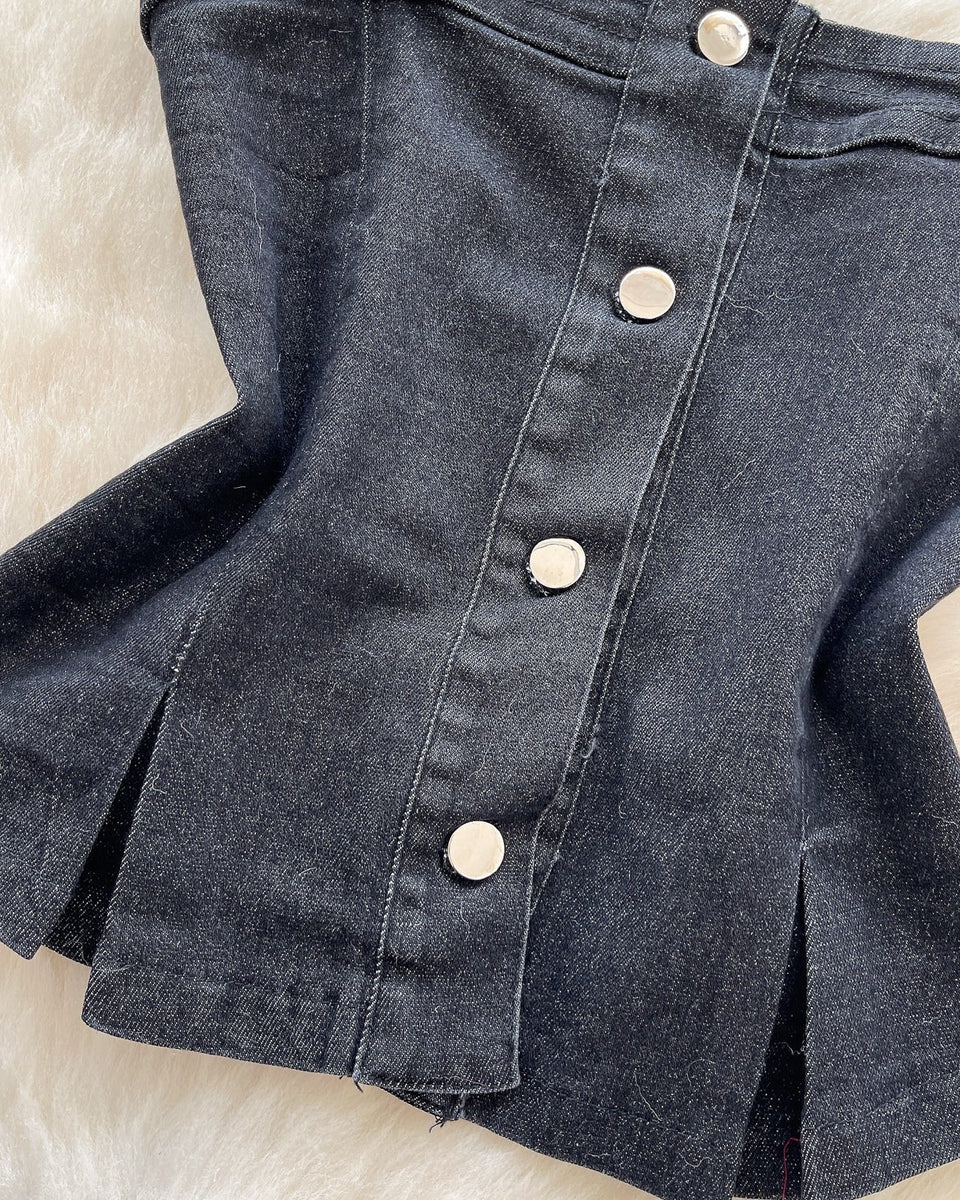 Kore Tarzı Niş Denim Askılı Tişört