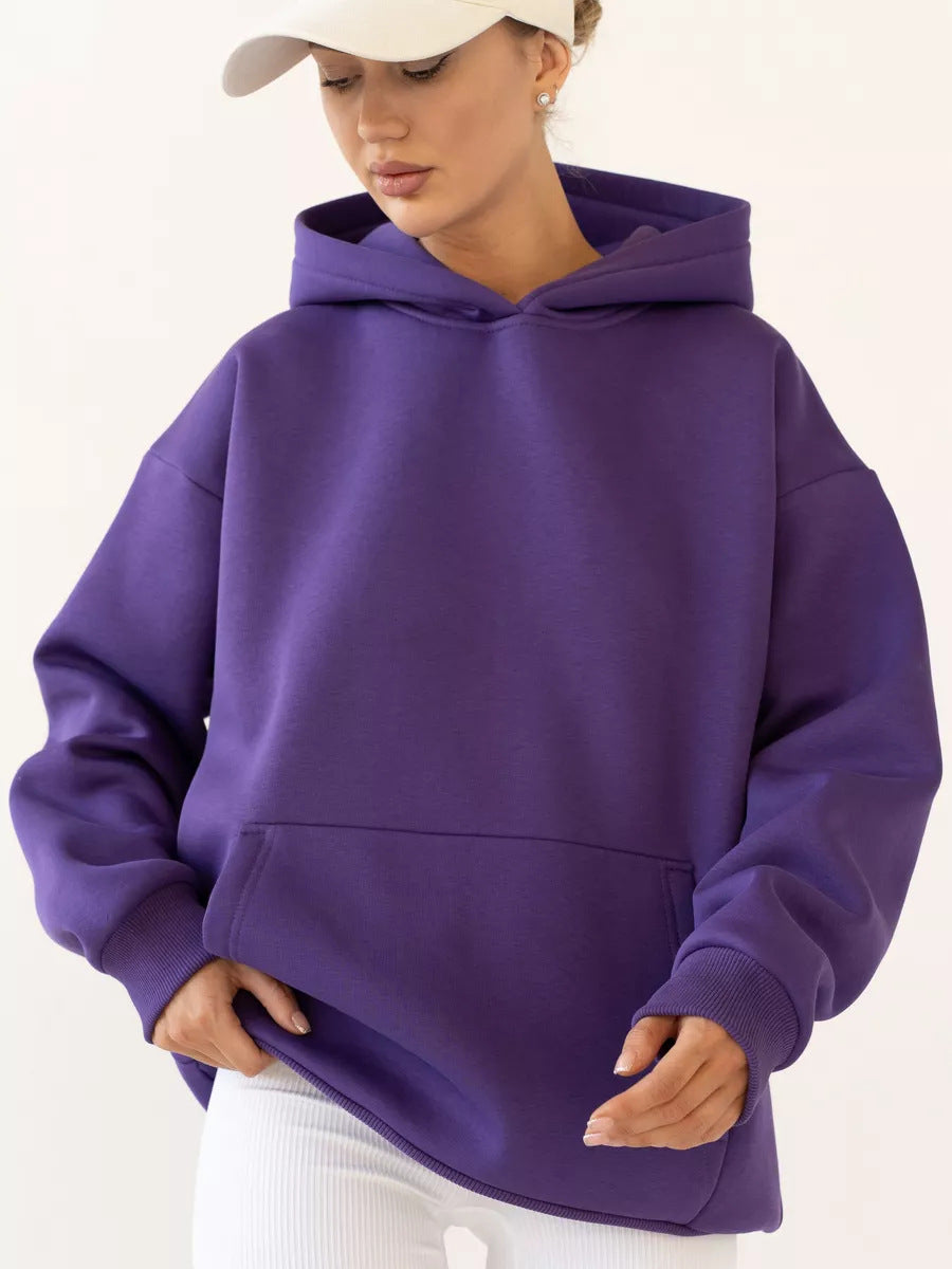 Oversize Patchwork Kapüşonlu Sweatshirt