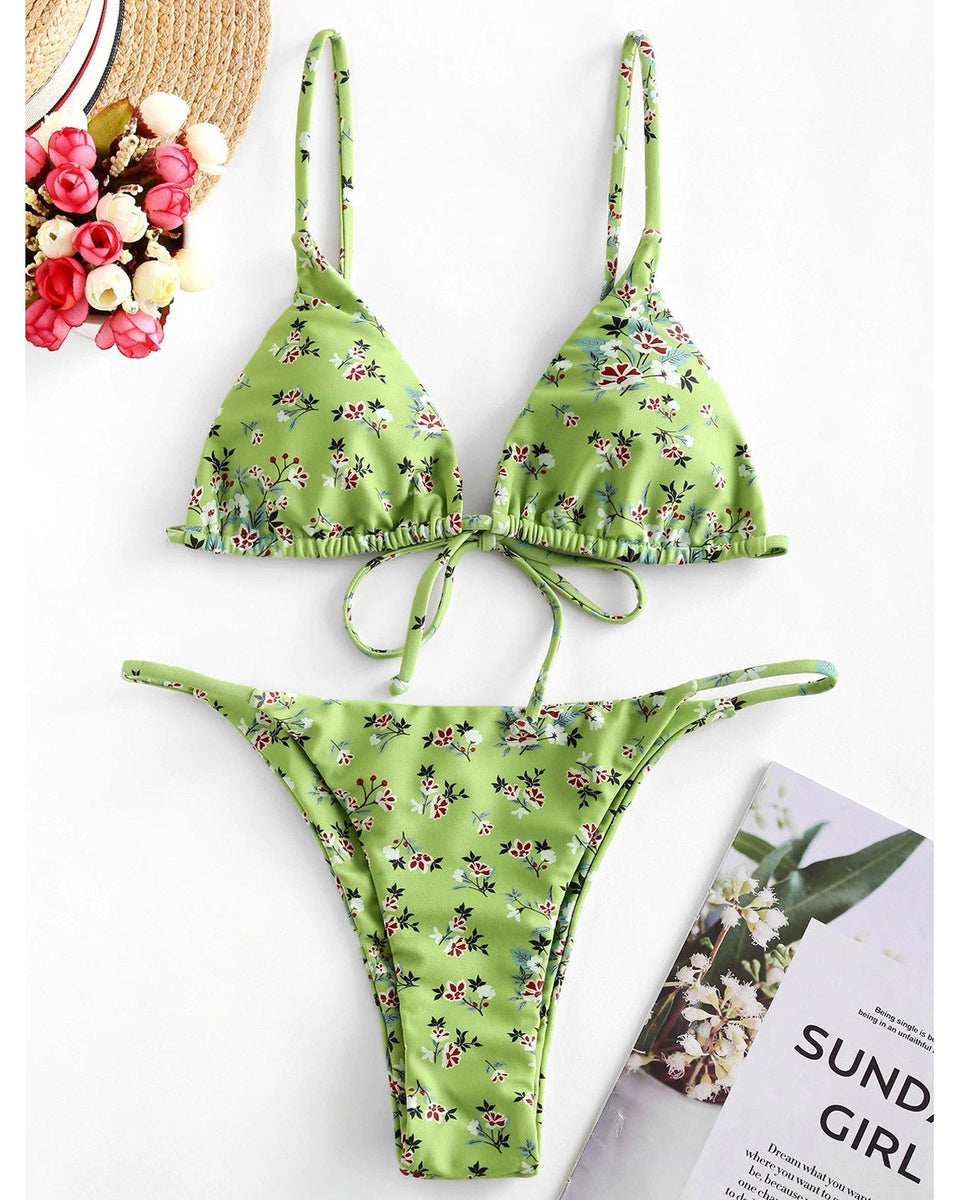 Vintage Baskılı Üç Parça Bikini