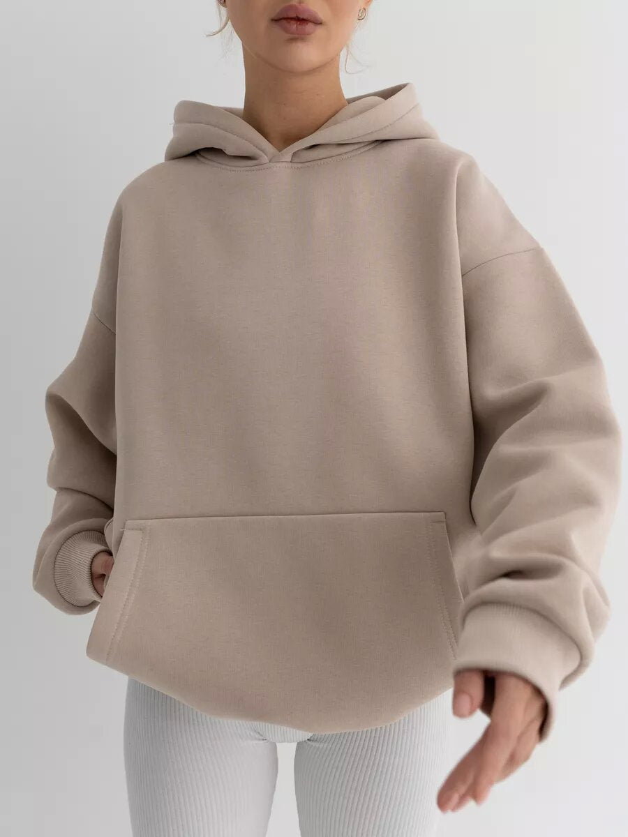Oversize Patchwork Kapüşonlu Sweatshirt