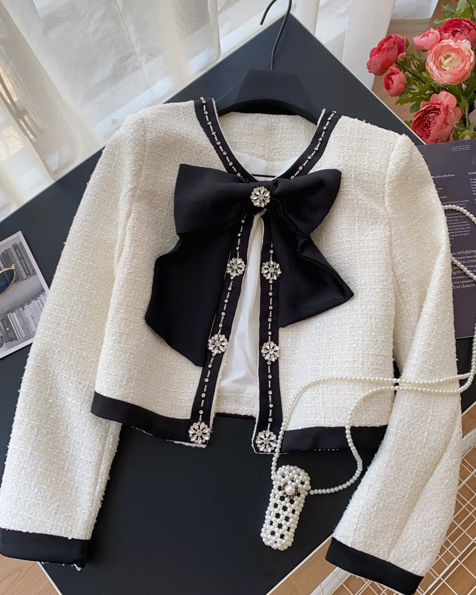 Premium Fiyonk Boncuklu Tweed Üst