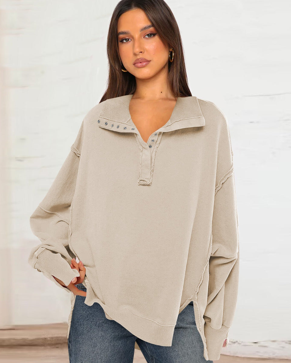 Oversize Yaka Kesik Sweatshirt