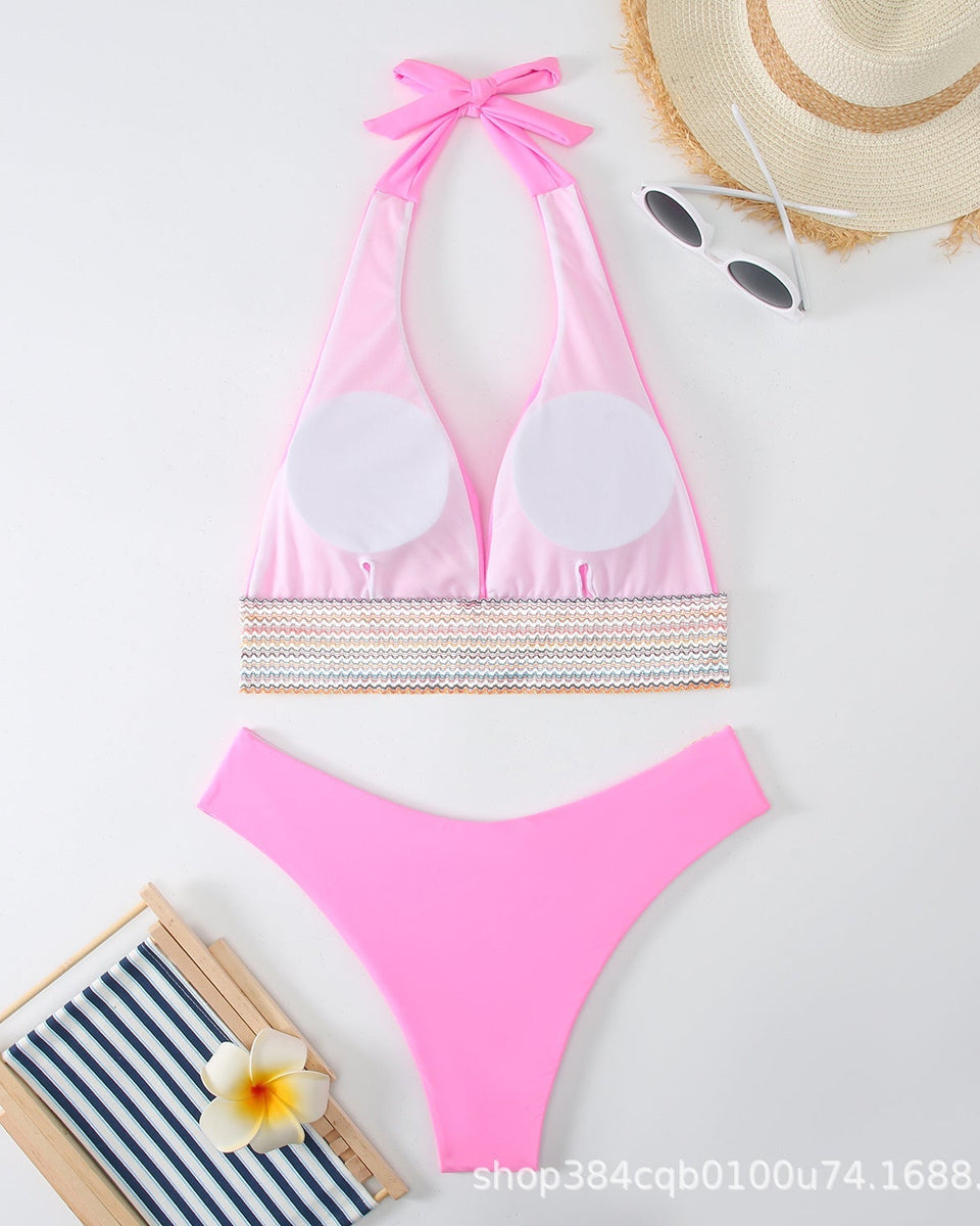 Sıkı Düz Renk Sırt Açık Bikini