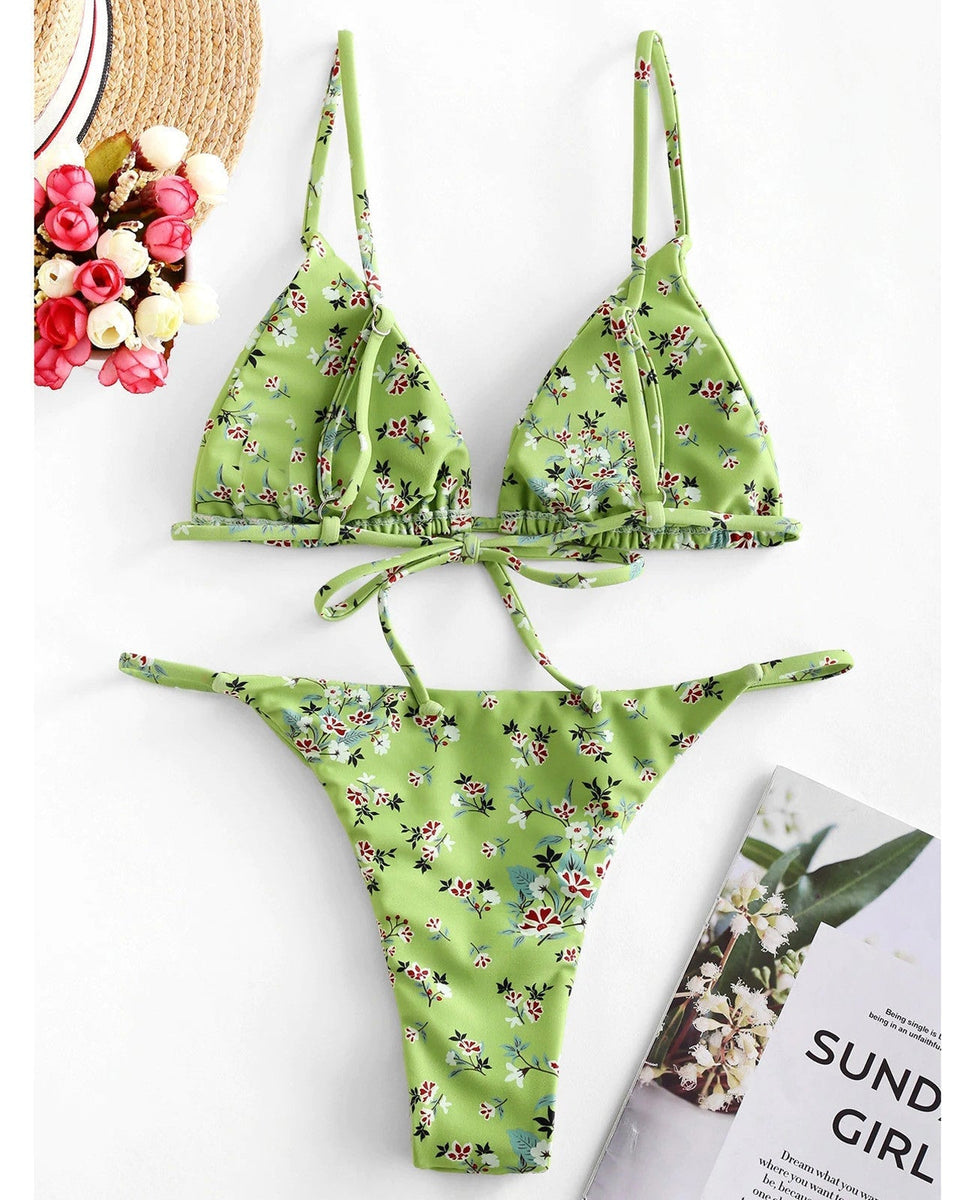 Vintage Baskılı Üç Parça Bikini