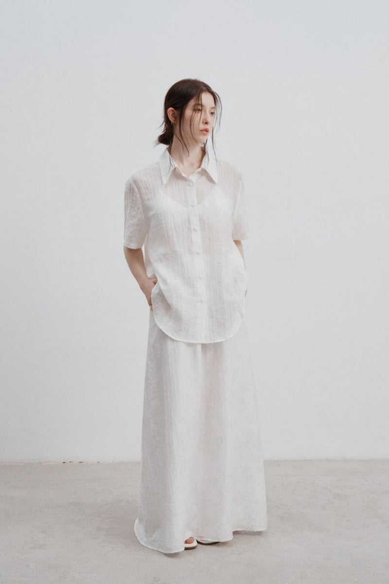 Jacquard Desenli Tencel Gömlek