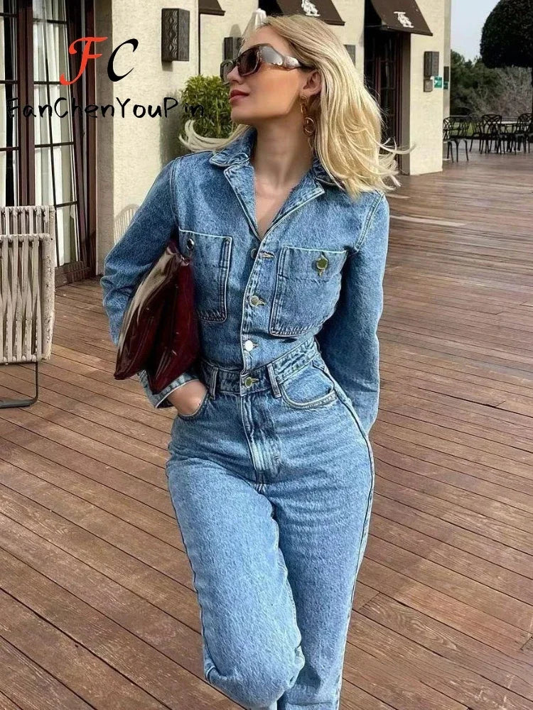 Florencia Kadın Denim Tulum