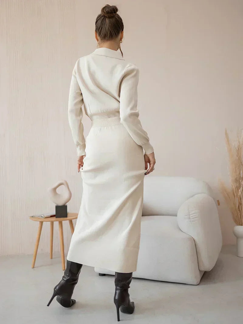 Livia | Vintage Triko Blazer ve Etek Seti Sonbahar/Kış için