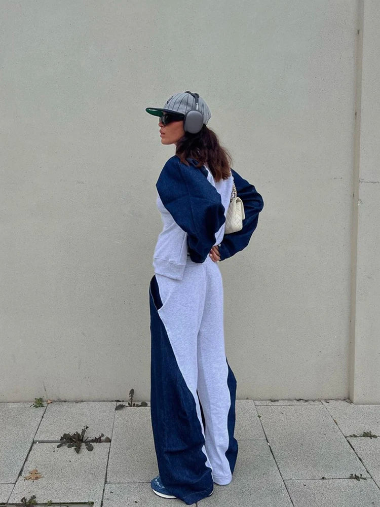 Maike | Denim Sweatshirt Set Kadın