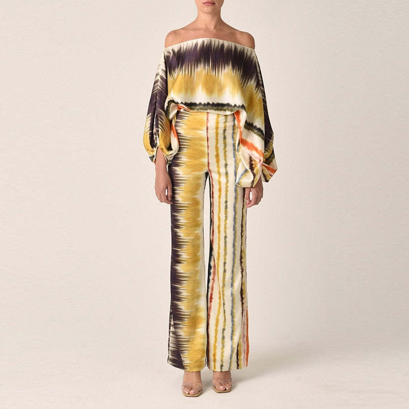 Pauline | Şık Off-Shoulder Takım ve Geniş Pantolon