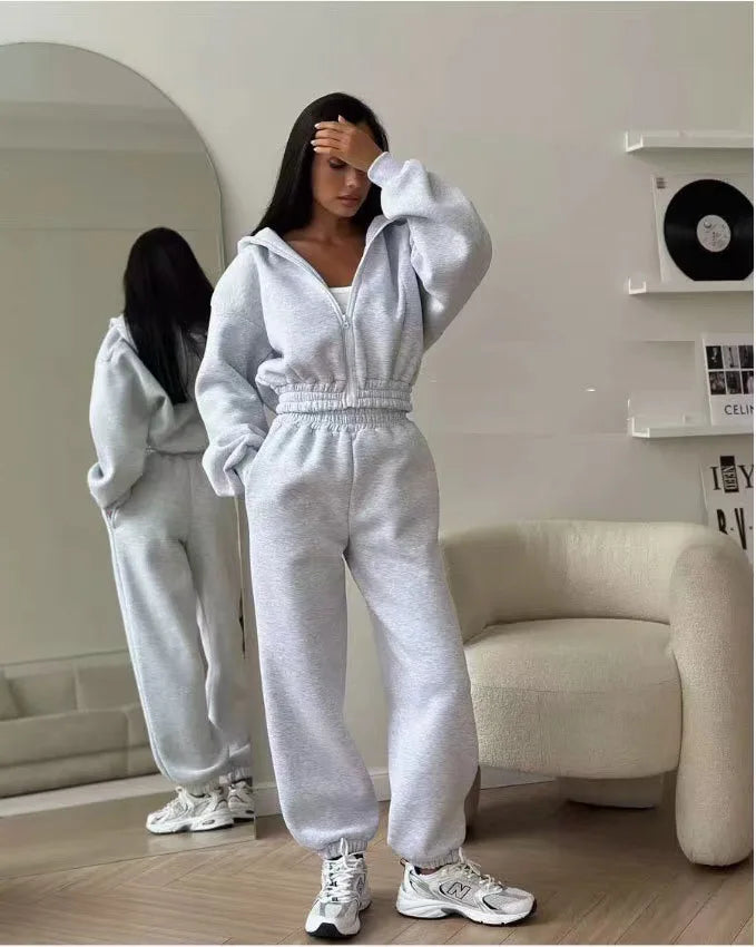 Mian | Kadınlar için Kapüşonlu Modaya Uygun Kış Sweatseti