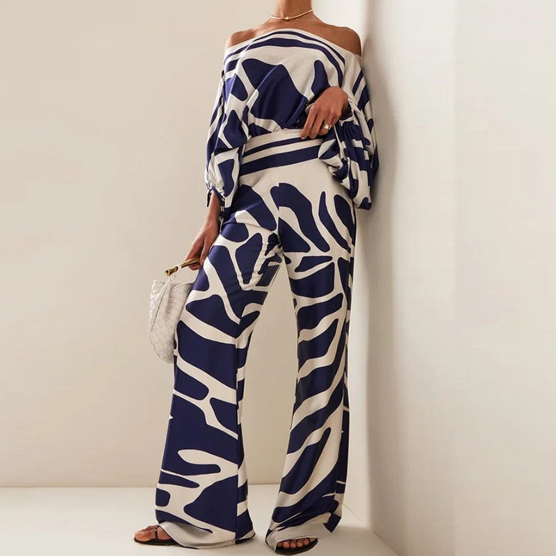Pauline | Şık Off-Shoulder Takım ve Geniş Pantolon