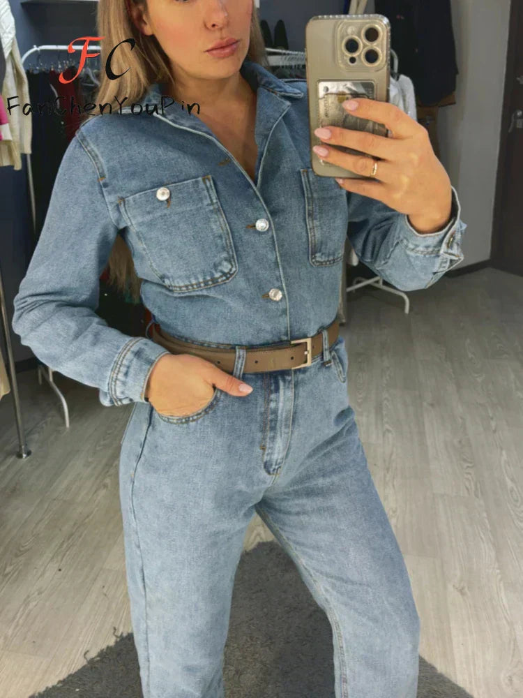 Florencia Kadın Denim Tulum