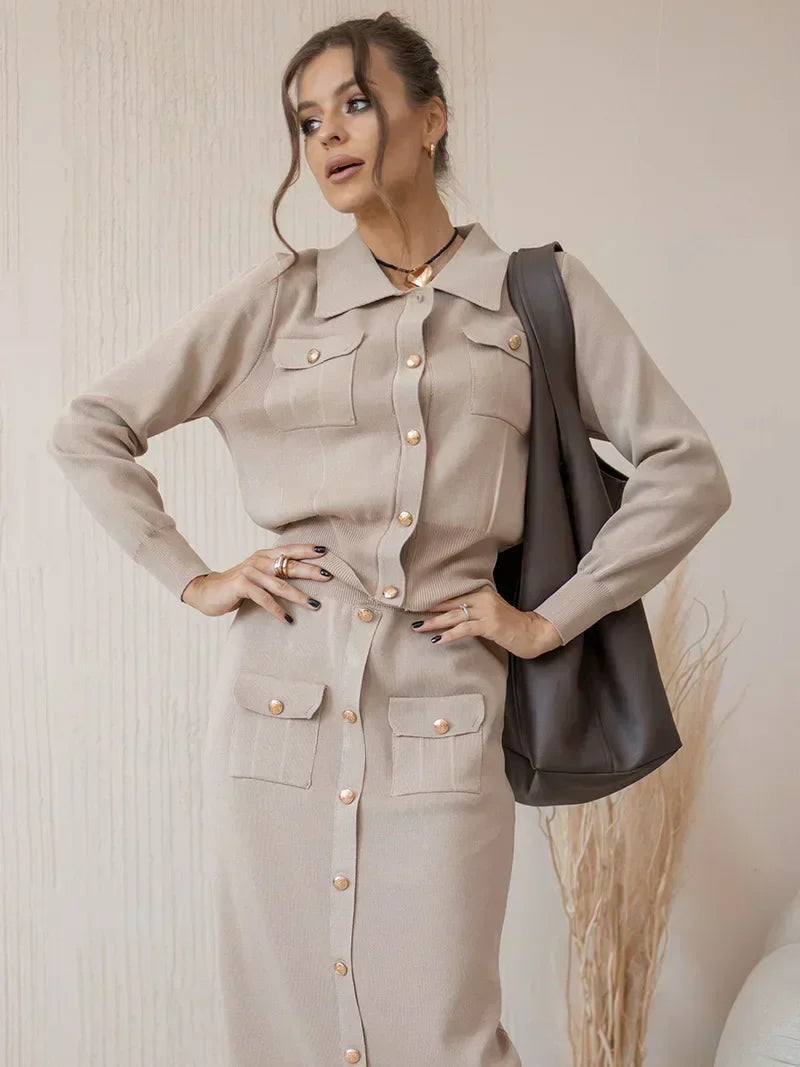 Livia | Vintage Triko Blazer ve Etek Seti Sonbahar/Kış için