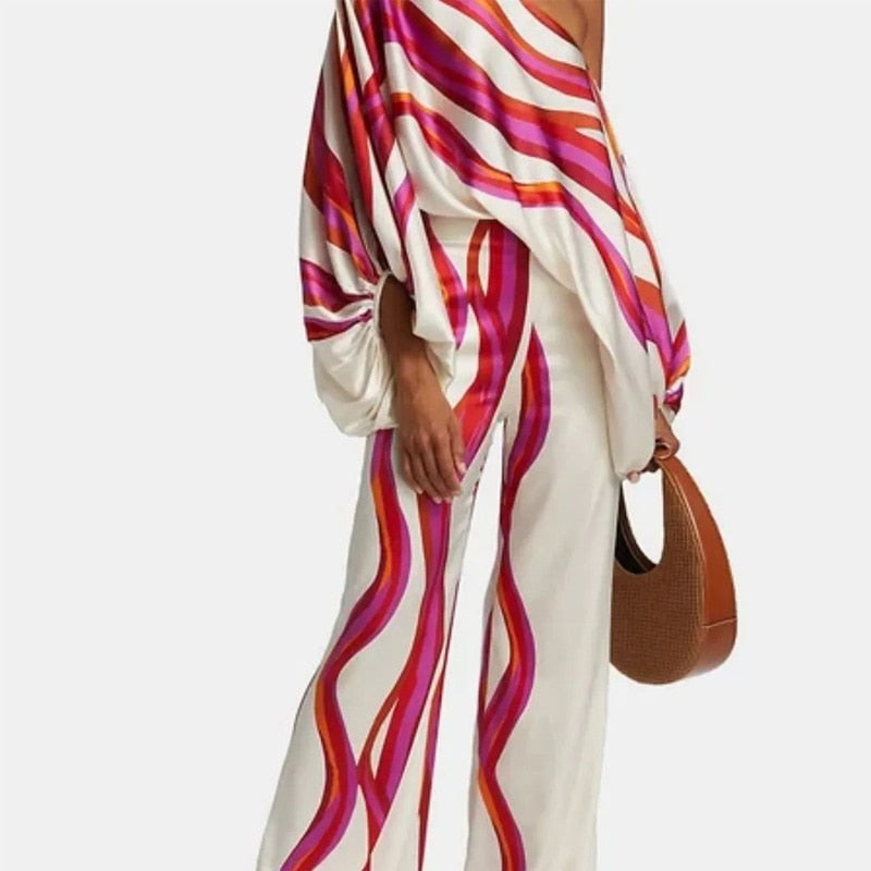 Pauline | Şık Off-Shoulder Takım ve Geniş Pantolon