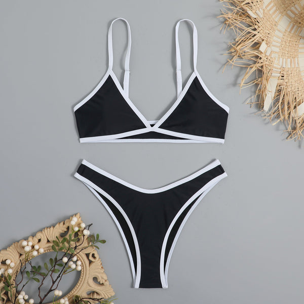 Basit Tasarım Renk Bloklama Bikini