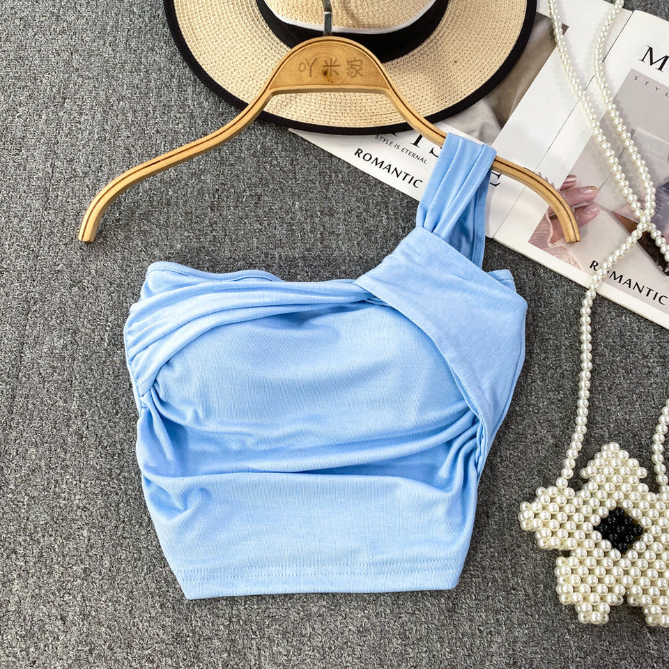 Nish Düz Renk Düğümlü Crop Bluz