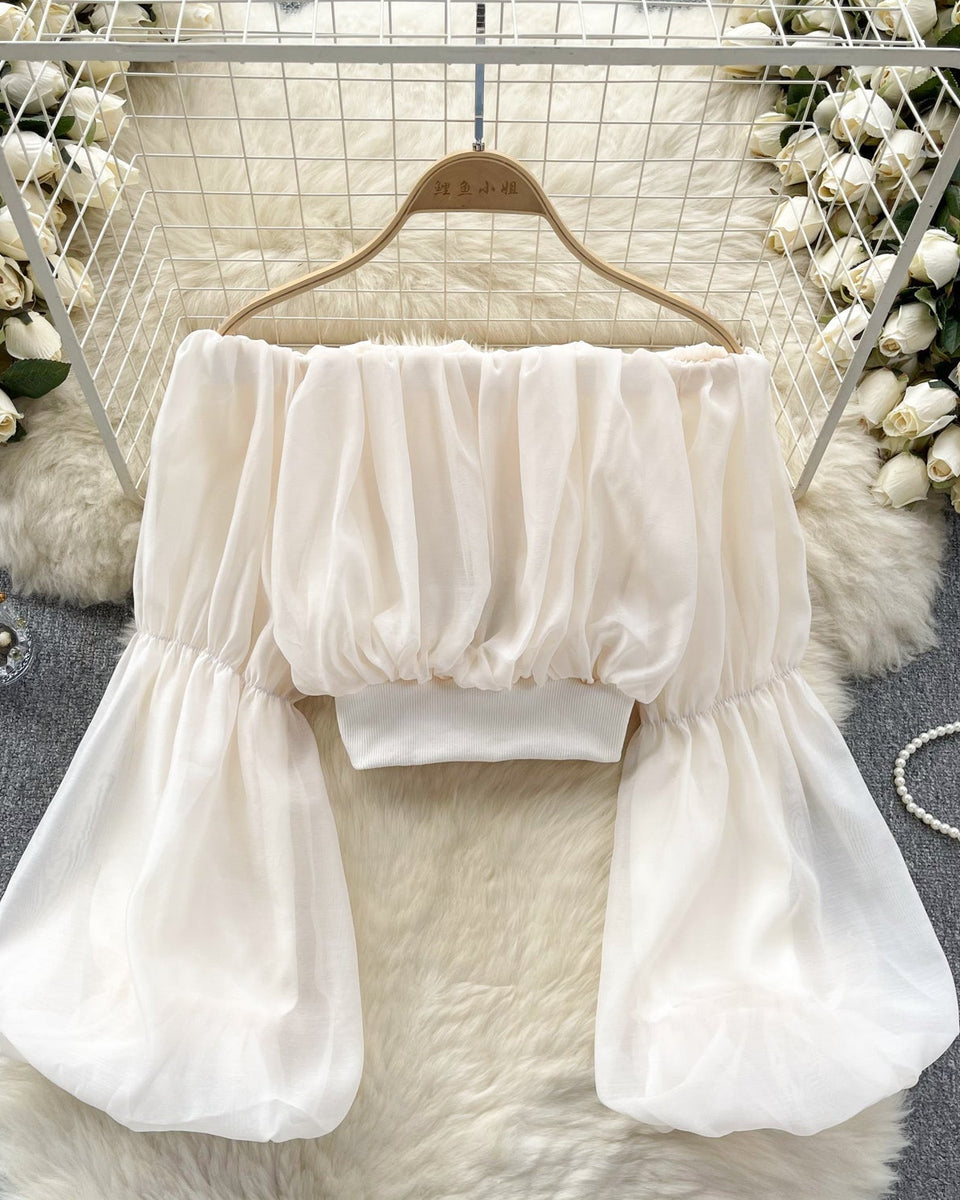 Seksiy Off-shoulder Volanlı Şifon Bluz