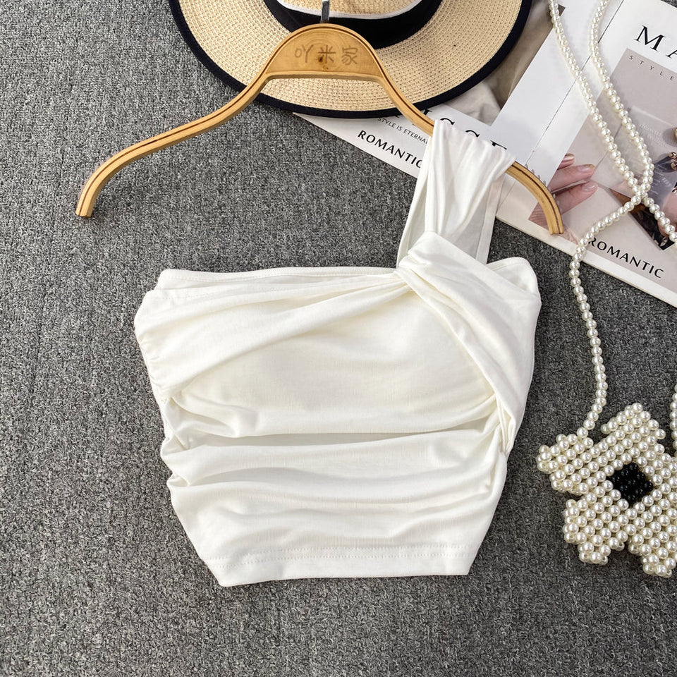 Nish Düz Renk Düğümlü Crop Bluz