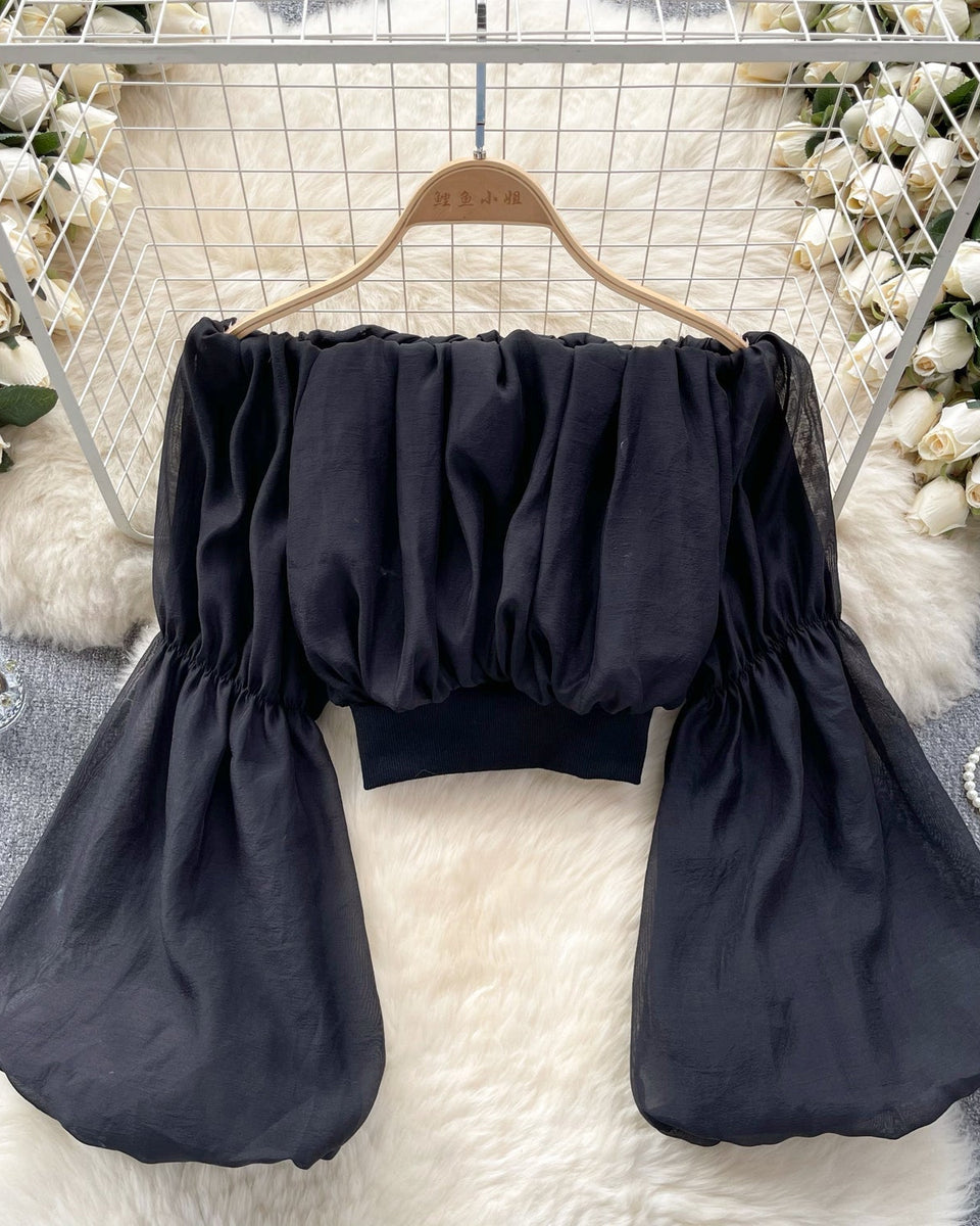Seksiy Off-shoulder Volanlı Şifon Bluz