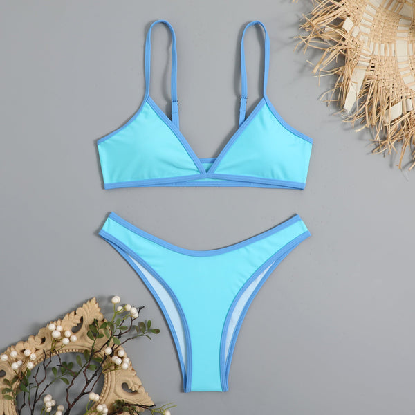 Basit Tasarım Renk Bloklama Bikini