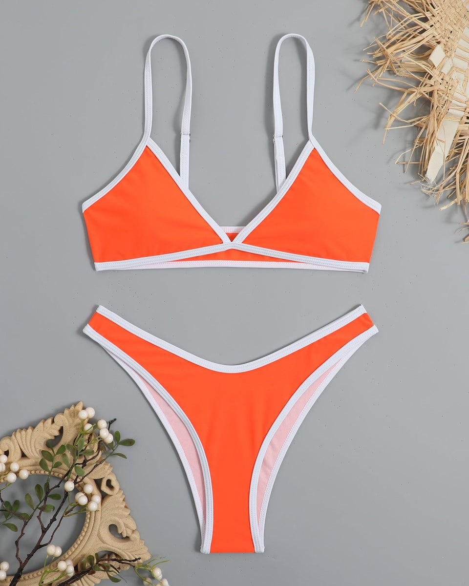 Basit Tasarım Renk Bloklama Bikini
