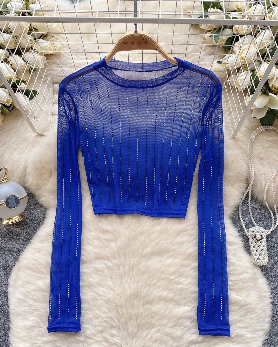 Rhinestone Taşlı Mesh Alt Tişört