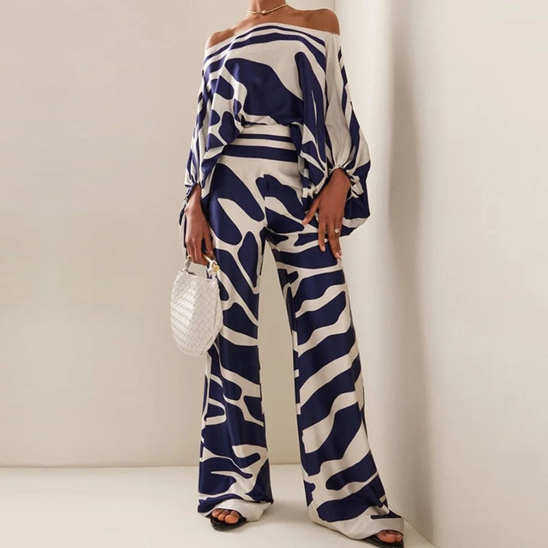 Pauline | Şık Off-Shoulder Takım ve Geniş Pantolon