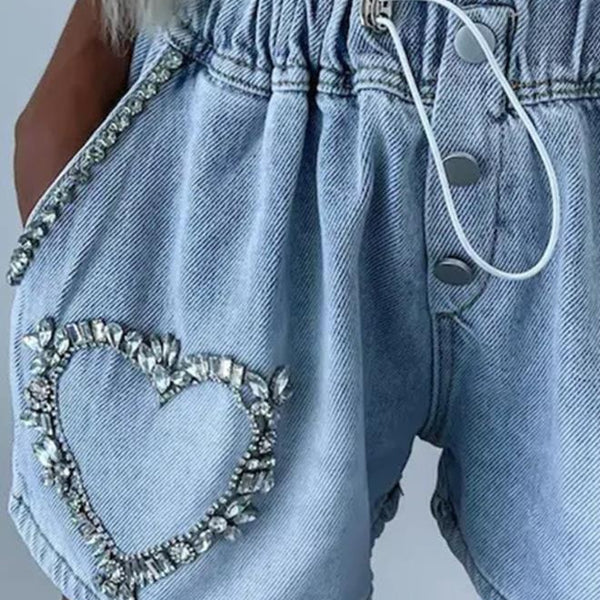 Strass Kalp Şort