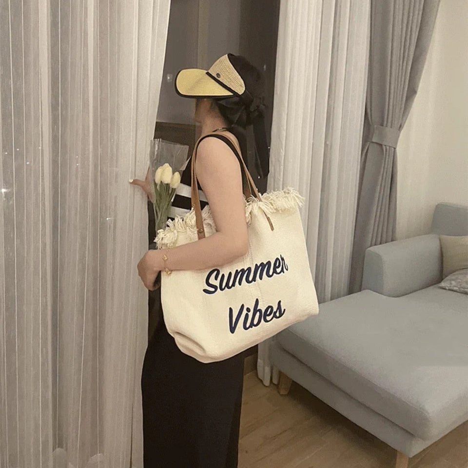 Bellachicha Yaz Vibes Plaj Çantası | Renkli Yaz Desenli Plaj Çantası