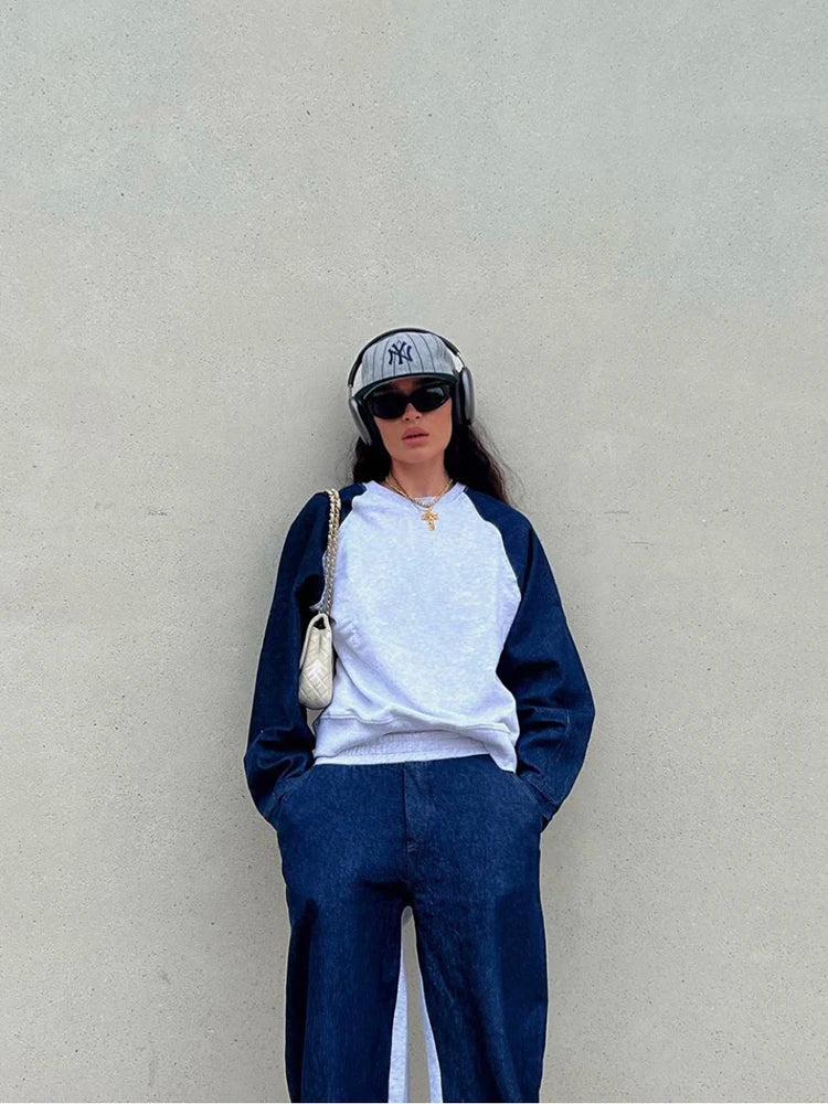 Maike | Denim Sweatshirt Set Kadın