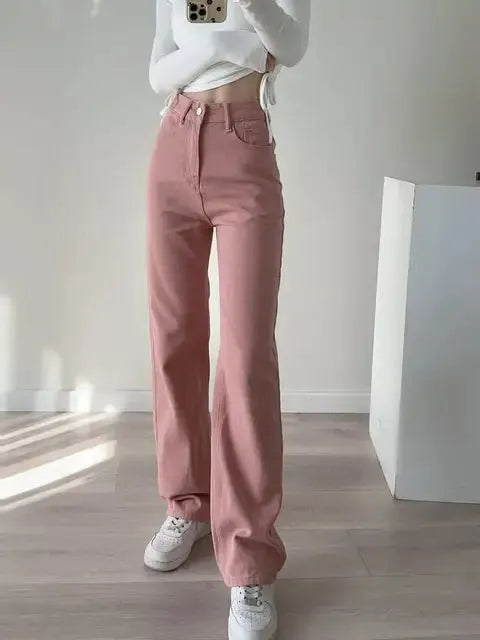 Kadınlar için kış kot pantolon, düz model, rahat ve şık