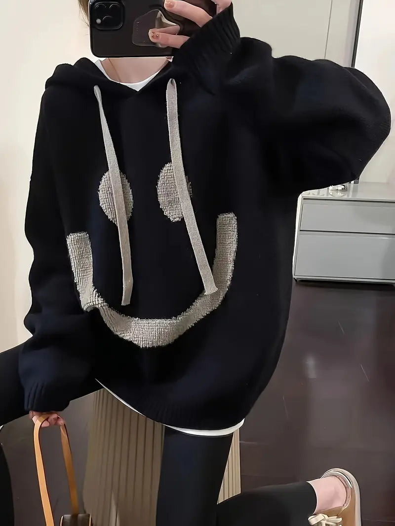Rebecca – gülümseme tasarımlı kapüşonlu sweatshirt