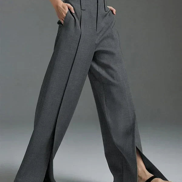Cedricay | Split-Front Kadın Pantolon | Gri