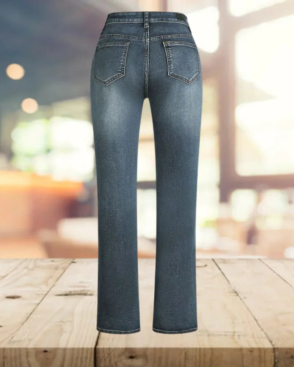 Yvonne | Vintage Tarzı Rahat Desenli Denim Salaş Pantolon