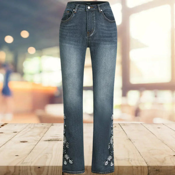 Yvonne | Vintage Tarzı Rahat Desenli Denim Salaş Pantolon