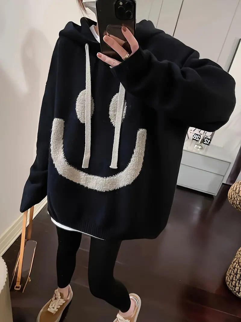 Rebecca – gülümseme tasarımlı kapüşonlu sweatshirt