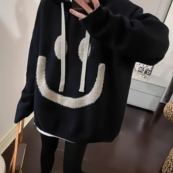Rebecca – gülümseme tasarımlı kapüşonlu sweatshirt