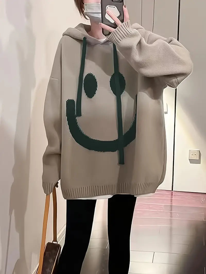 Rebecca – gülümseme tasarımlı kapüşonlu sweatshirt