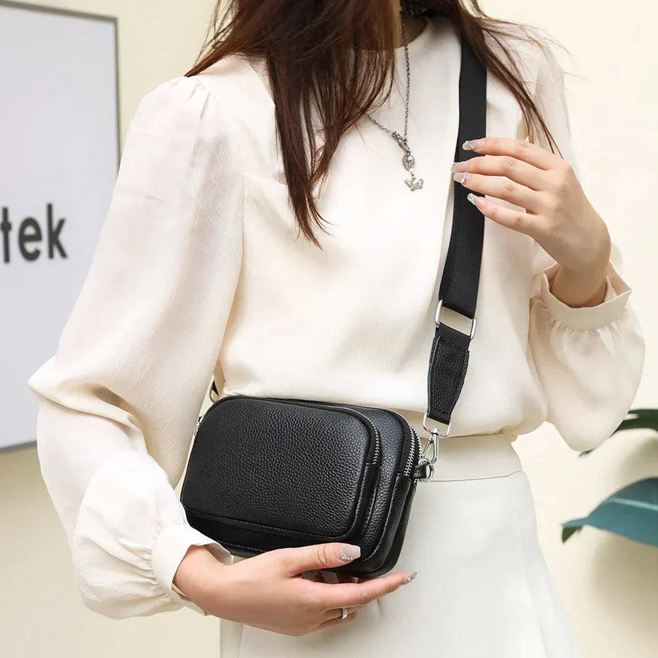 Addison - Gerçek Deriden Kadın Omuz Çantası, Şık Küçük Kameralar, İş için Moda