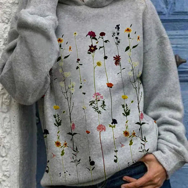 Elle&vire - çiçek desenli kapüşonlu sweatshirt