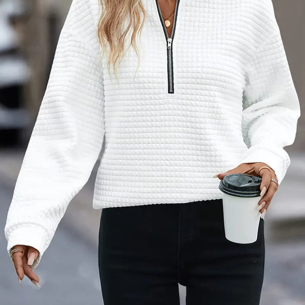 Audrey – bahar için yarım fermuarlı rahat uzun kollu sweatshirt