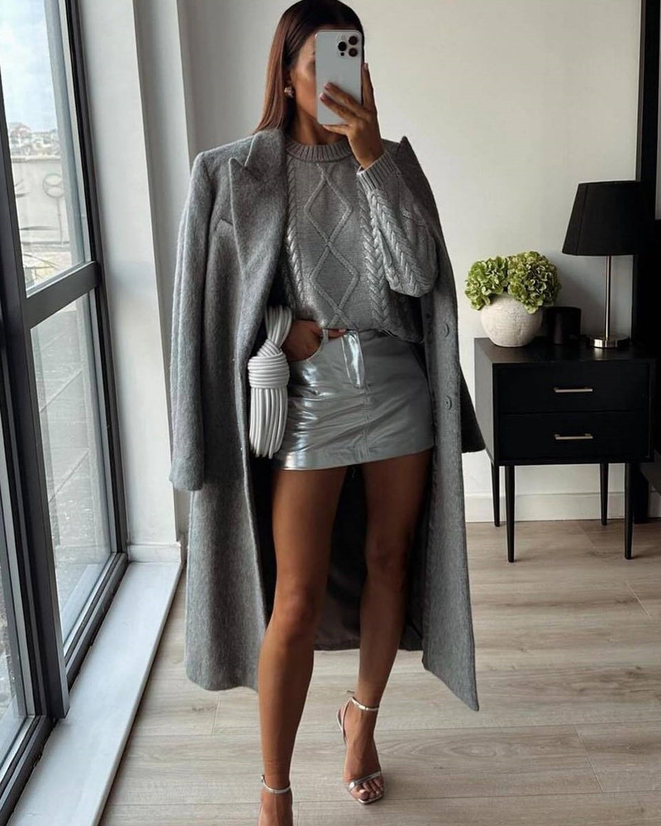 Genevieve – Dantel Desenli ve Metalik Folyo ile Kazak