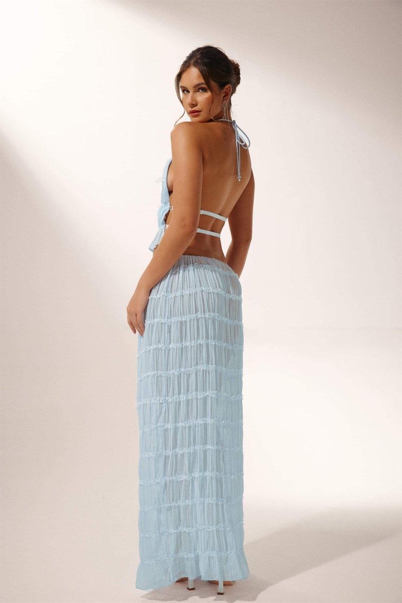 Sırtı Açık Pliseli Set „Rosalie“